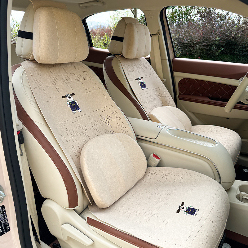 热销汽车坐垫四季通用超薄透气舒适翻毛皮座椅套半包马鞍飞行狗垫