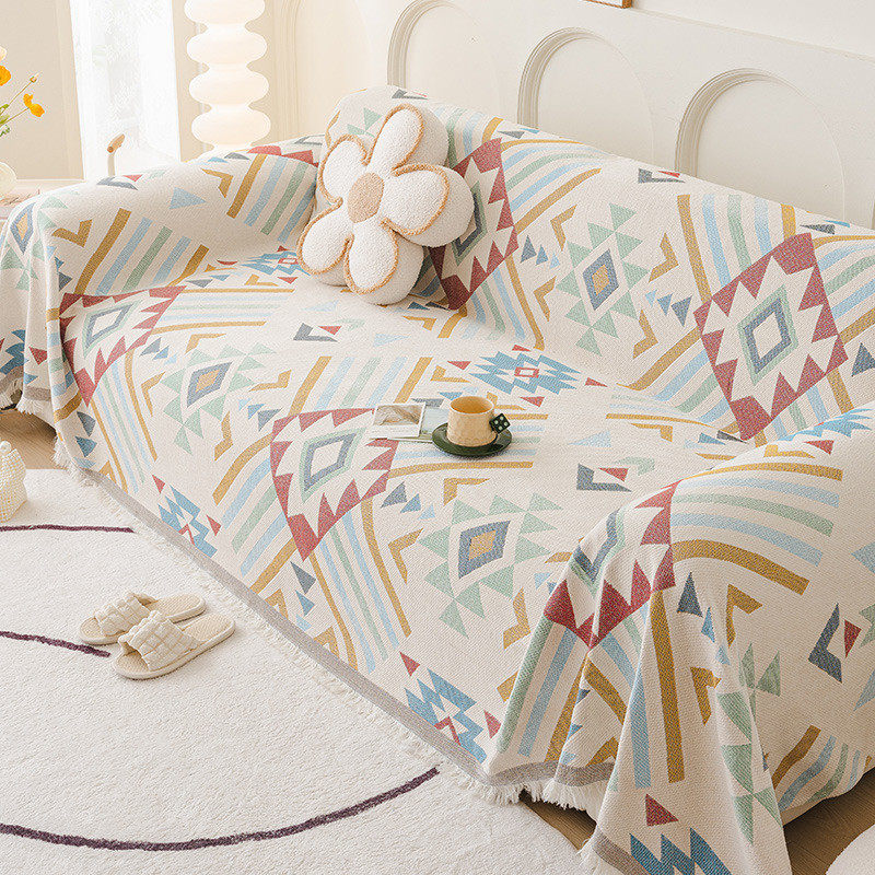 七彩雪尼尔沙发盖布可一体式铺可盖全包沙发罩四季通用防滑沙发巾