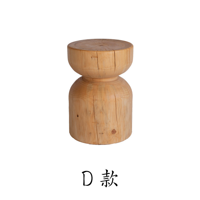 家用圆形创意矮简约实木边几原木树墩子茶几凳民宿摆件木头根雕凳