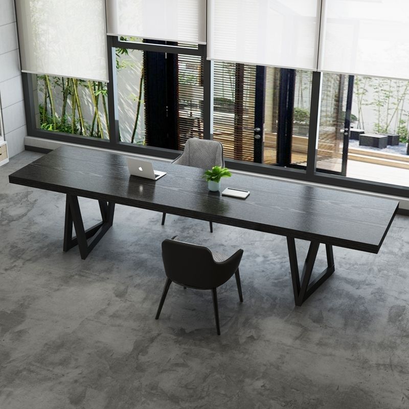 简约现代实木工业风会议桌大板办公桌商务洽谈桌实木长桌工作台