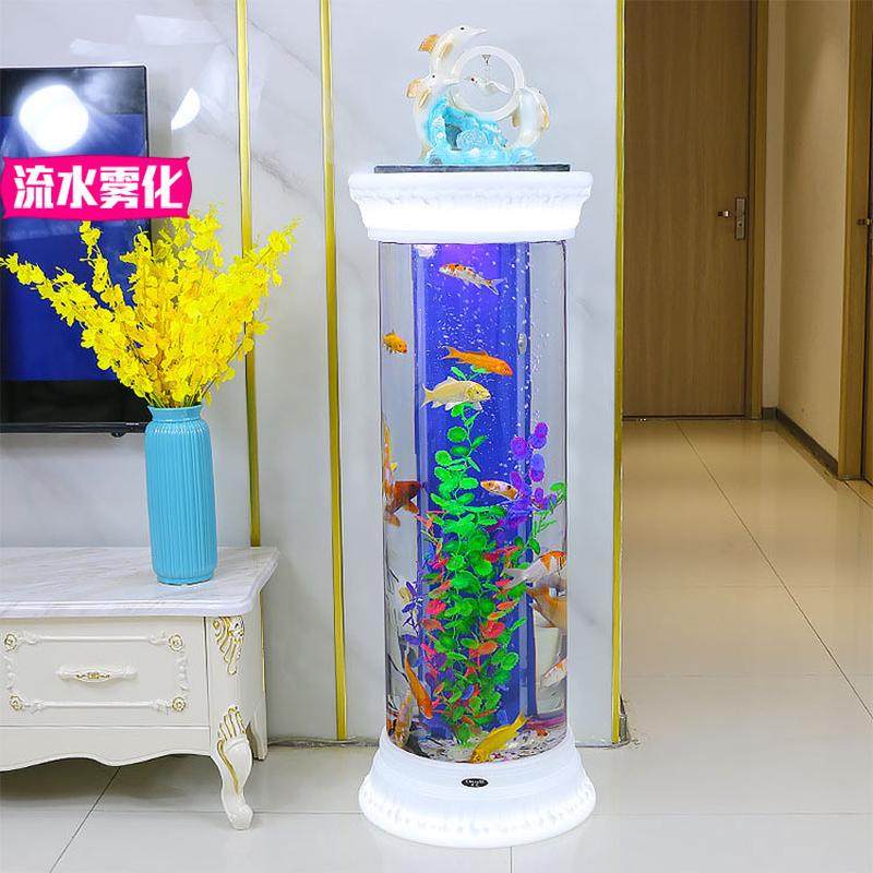 金鱼缸半圆形欧式落地客厅家用鱼缸水族箱玻璃圆柱中型生态免换水,宠物/宠物食品及用品,桌面缸,淘宝优惠券,粉丝福利购,淘宝优惠卷