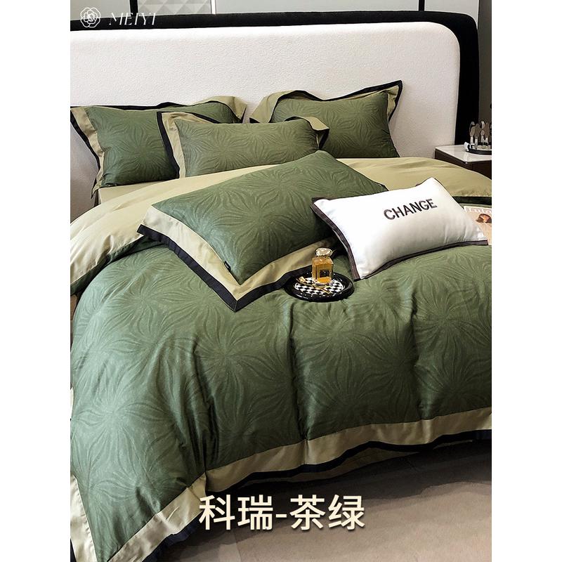 贡缎四件套高端美式印花100支长绒棉全棉被套春夏1.8双人床上用品