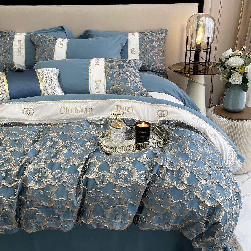 复古风提花精致浮雕刺绣欧式四件套高级感床单被套床笠款床上用品