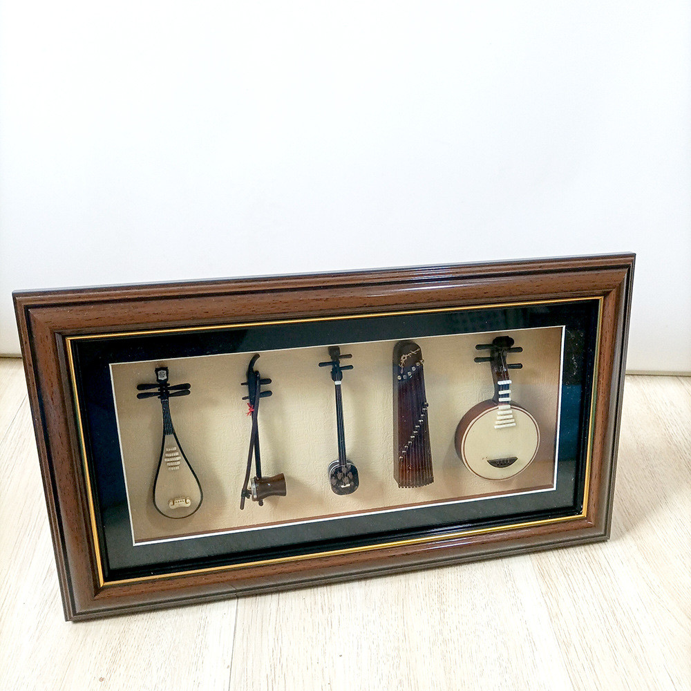 迷你民族乐器古筝民乐模型五件套二胡模型模型摆件模型琵琶模型