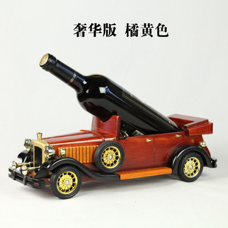 奢华款版木木制老爷手工车模型红酒架家居装饰摆件礼品