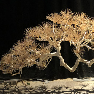 实木雕刻罗汉松造型树竹签实木仿真松树造景观树盆景实木假树