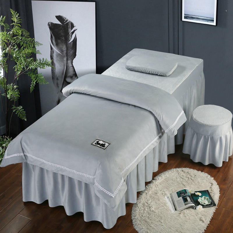 美容院床单批发水晶绒美容美体按摩床罩四件套简约用品套罩专用