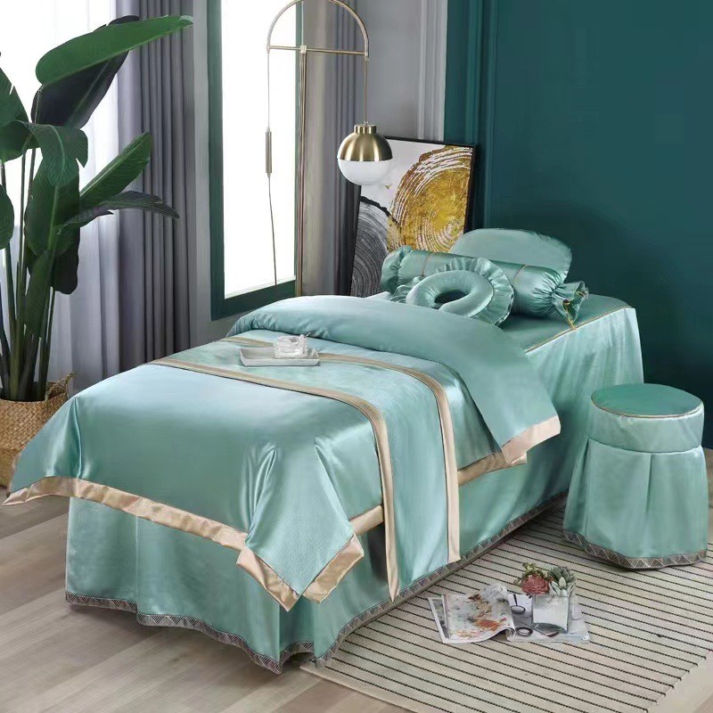 新款高档按摩床美容床罩四件套美容院美体洗头采耳欧式四件套批发