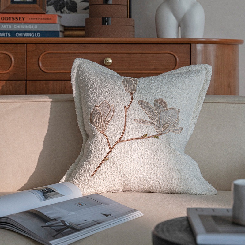 2024新款中古风轻奢刺绣客厅沙发靠垫竹子中式复古床头靠抱枕新款