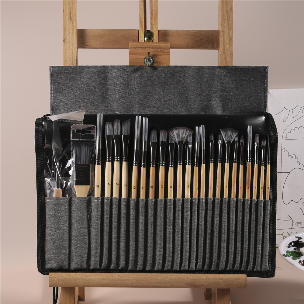 新款水粉笔油画笔尼龙毛24支画笔套装学生美术绘画用品厂家现货