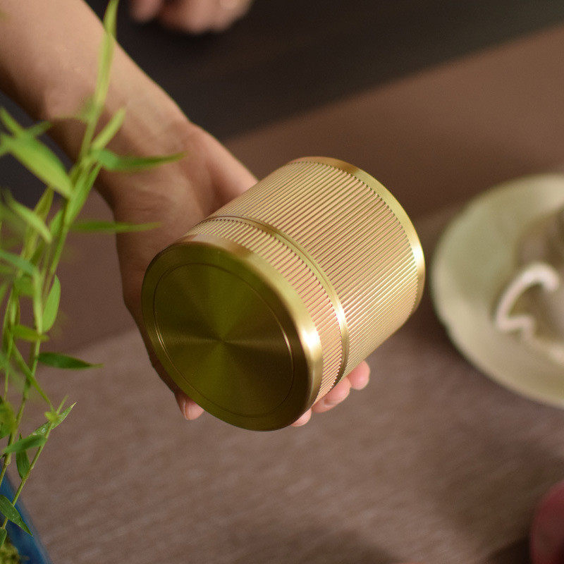 茶叶罐茶罐黄铜便携小号随身旅行茶叶盒铜制茶叶储存密封罐茶罐子