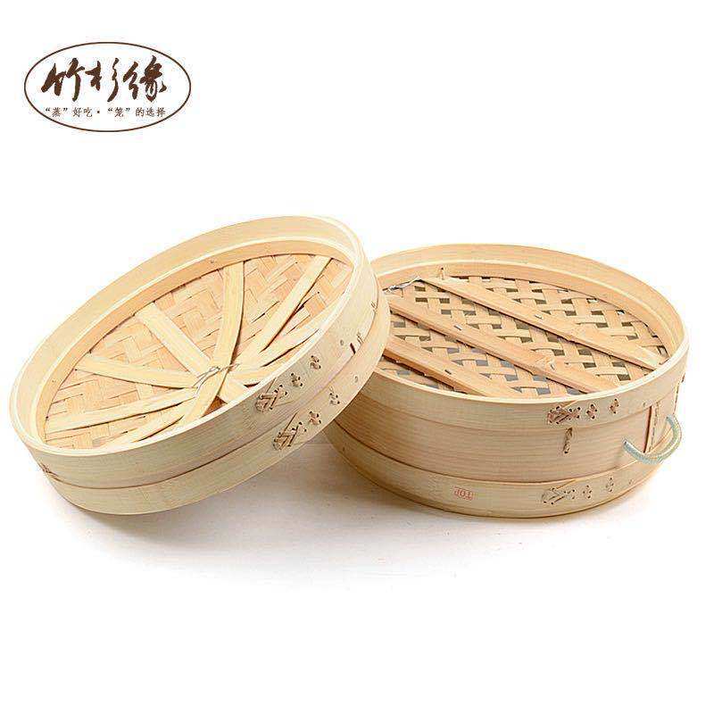 热销厨房家用加固加高大柳杉木蒸笼竹木蒸笼可内套竹编蒸格笼屉竹