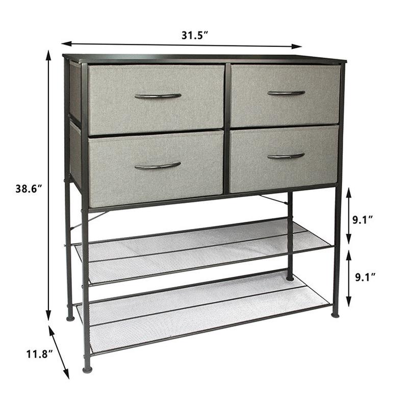 铁架布艺抽屉式多层组合收纳柜四抽储物柜两层底鞋架置物整理架
