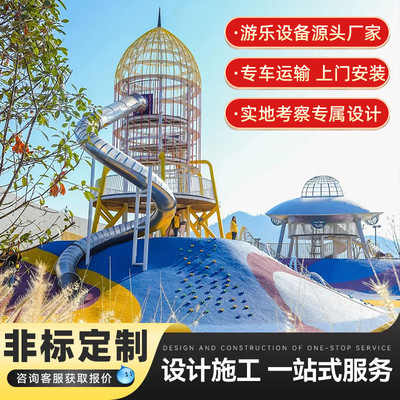 户外大型儿童游乐设备幼儿园主题儿童乐园不锈钢无动力滑滑梯