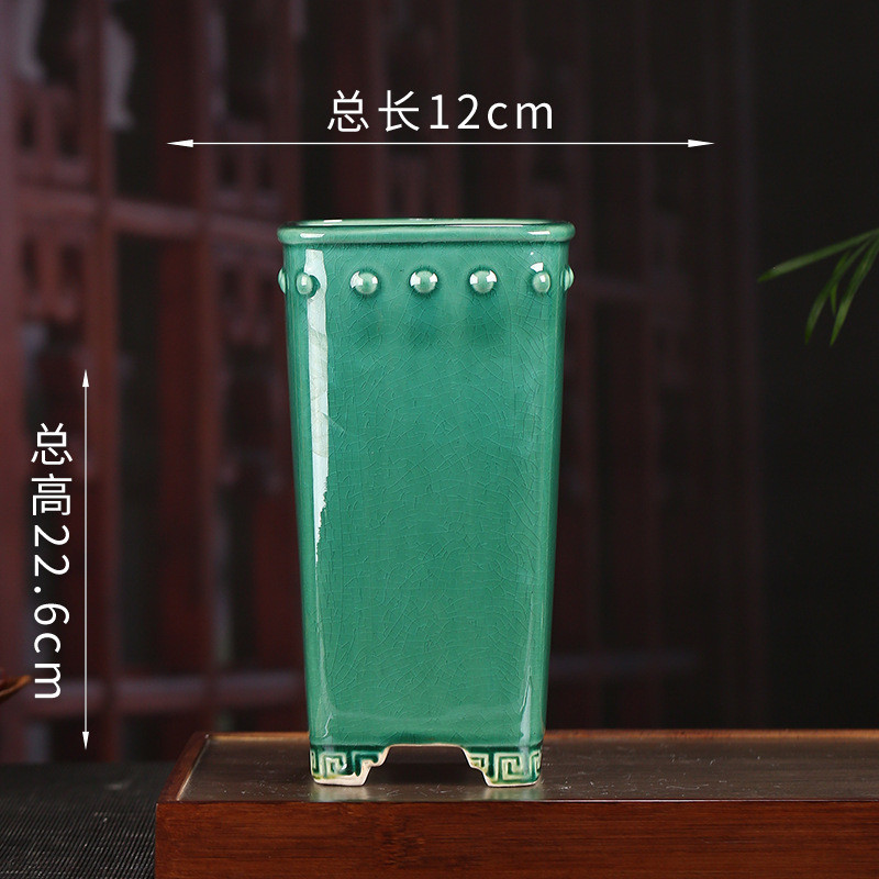 鼓丁四方兽头兰花盆紫砂摆件水批发宜兴张治诚室内釉ylh11ylh112