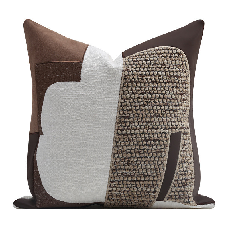 现代轻奢咖色抱枕靠垫套客厅沙发主卧床装饰酒店民宿样板间软装