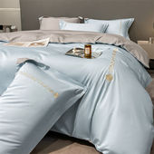 100夏季 冰丝天丝四件套支床单被套轻奢北欧风床笠三件套床上用品4