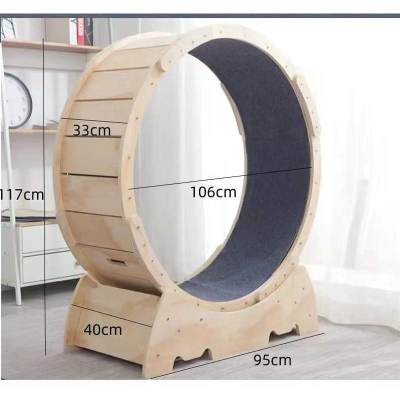 现货宠物猫咪跑步机静音滚轮四季通用健身运动大猫跑轮木质猫爬架