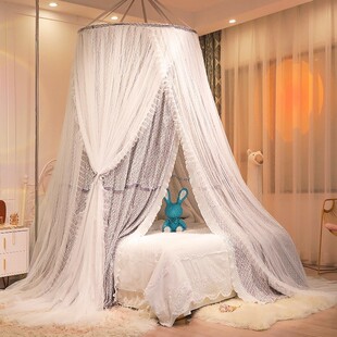 f^f^2024遮光免安装家用圆顶吊挂新款挡风蚊帐床帘一体式公主风儿