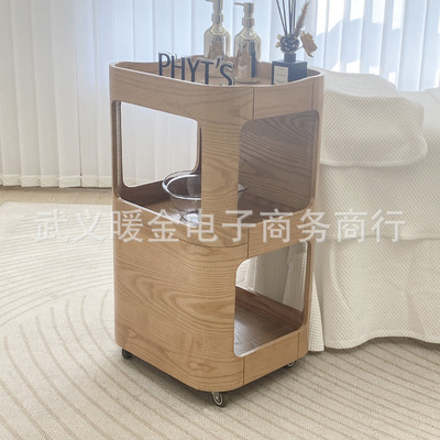 收纳美容车小推车置物架美容院专用高档原木色移动工具车实木厂家