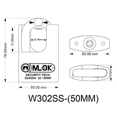 304不锈钢挂锁防盗锁头通开单开物业仓库锁半包梁户外防锈电力锁
