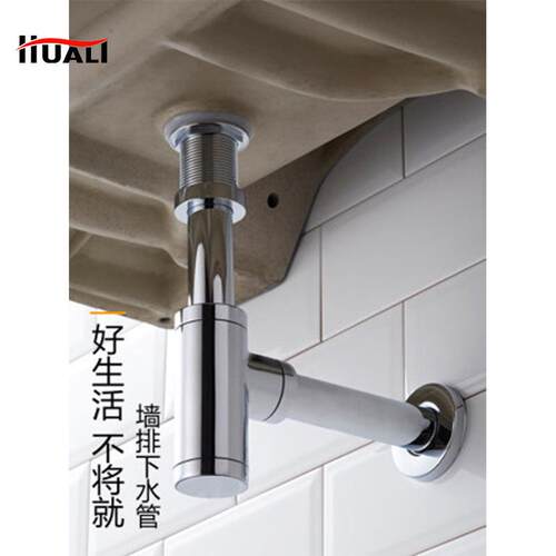 台盆防臭下水管入墙式墙排隔气壶下水器套装全铜下水道管道排水管