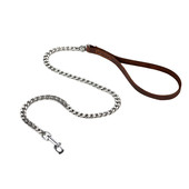 304不锈钢狗狗牵引绳牛皮防遛狗绳狗绳小型犬中大型犬金毛马犬咬