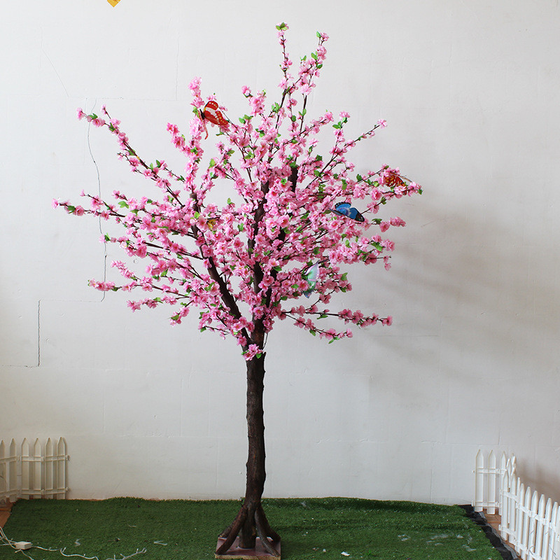春季仿真桃花树门框套餐美陈场景布置展厅橱窗室内布置柳树创意
