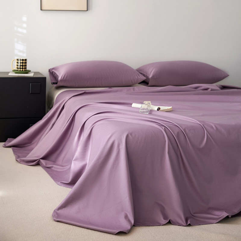 24新款100素色全棉贡缎长绒棉单床单支简约单人双人床笠单件枕套