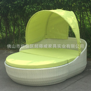 厂家批发户外藤制藤编家具户外藤艺躺椅圆床