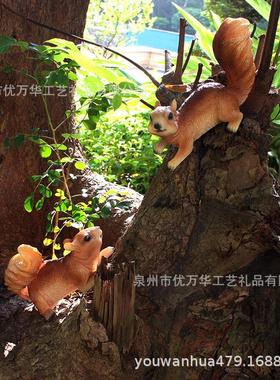 2024新品现货松鼠挂件庭院仿真动物树挂雕塑庭院树脂花园饰品