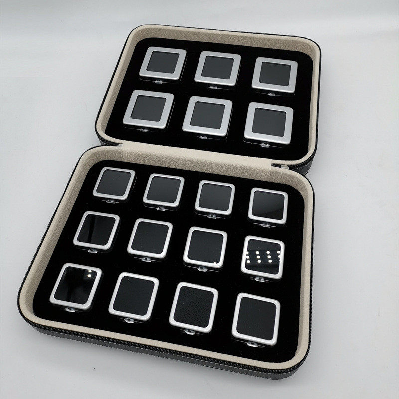 热销谜珀金属透明玻璃面裸钻石珠彩宝盒子展示收纳道具皮拉链箱方,包装,首饰包装,淘宝优惠券,粉丝福利购,淘宝优惠卷