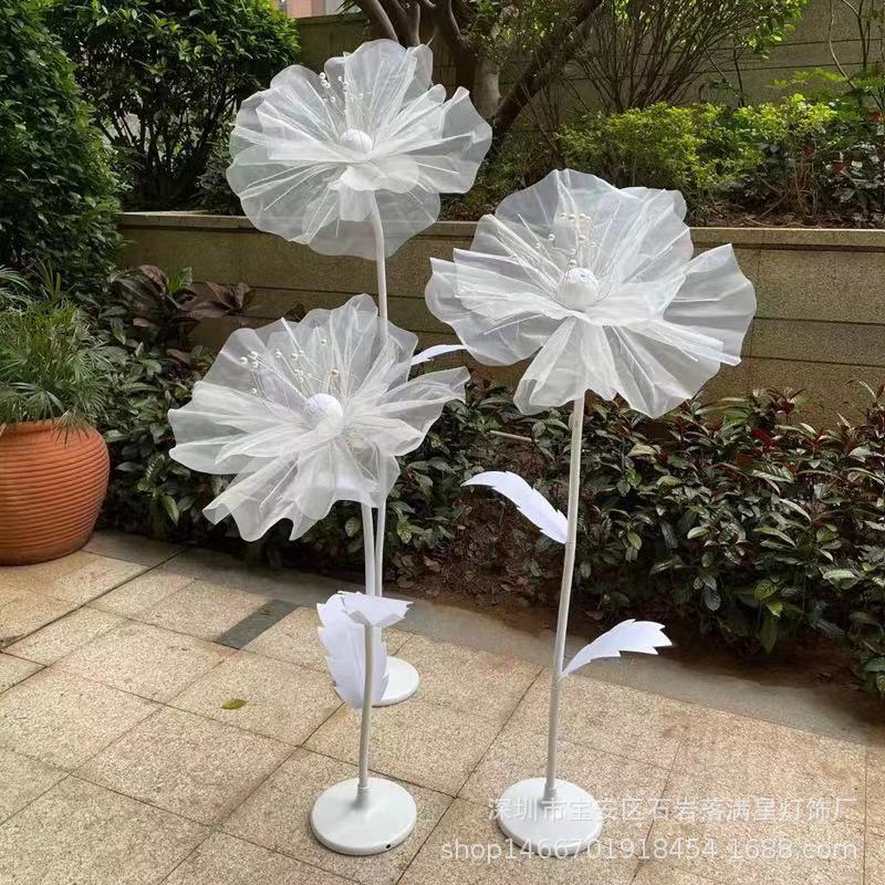 婚庆创意花手工纸花花丝网橱窗装饰道具纱花场景布置婚礼路引花