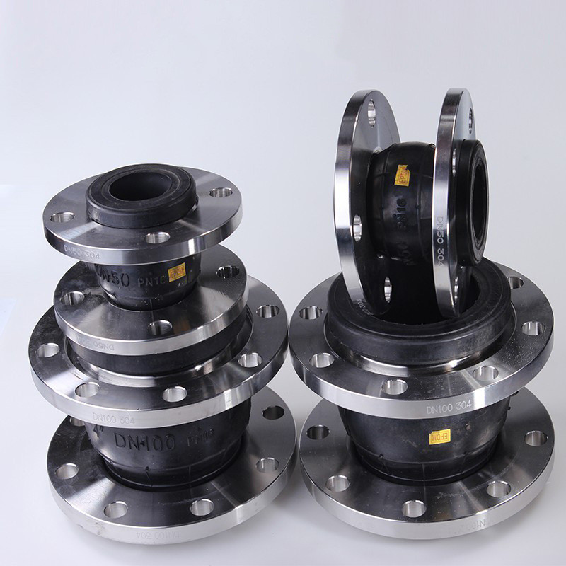 304法兰橡胶软连接不锈钢球体减震接头单橡胶橡胶膨胀节