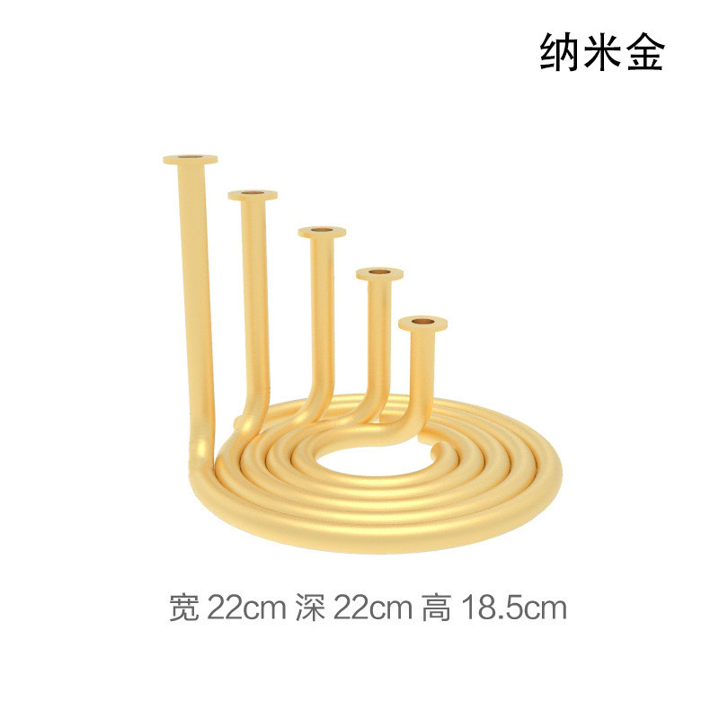现代简约花艺欧式蜡烛台大理石摆件金属烛台餐桌客厅酒店创意摆设