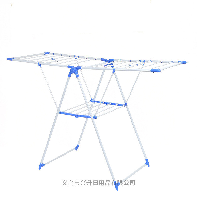 新款简易可折叠阳台翼型晒衣架落地晾衣架方便携带挂衣架