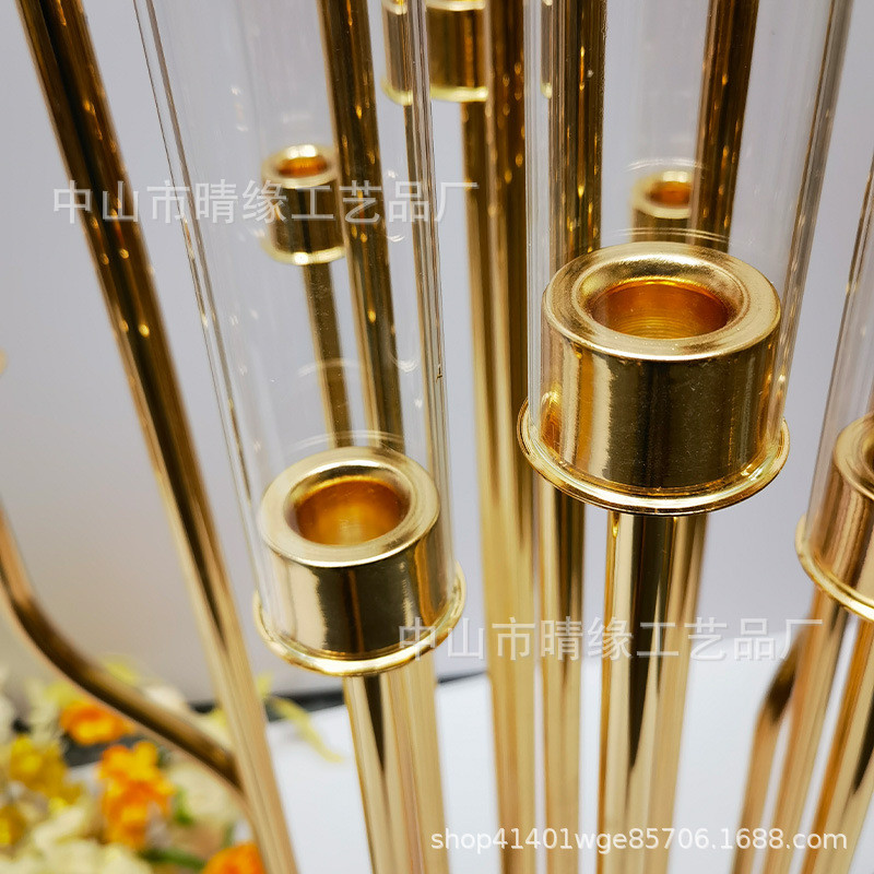 热销时尚婚庆道具16头烛台电镀主晚餐桌布置节庆派对用品路引烛台