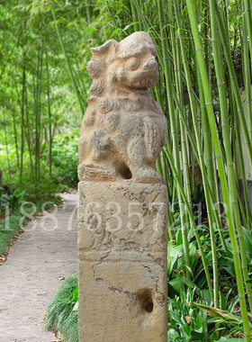 青石做旧石雕拴马大理石仿古麒麟貔貅拴马桩柱雕刻动物拴马桩