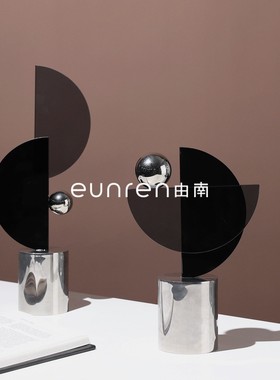 热销现代简约家居极简圆球船帆几何摆件样板房轻奢客厅桌面工艺装
