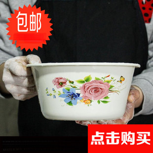 猪油盆和面平底特厚18 老式 24带盖搪瓷洗手碗盖碗盖盆家用碗厂销
