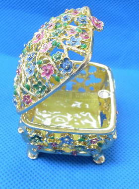 欧式金属珠宝盒珐琅合金镂空定制彩滴油首饰盒收纳盒工艺品摆件