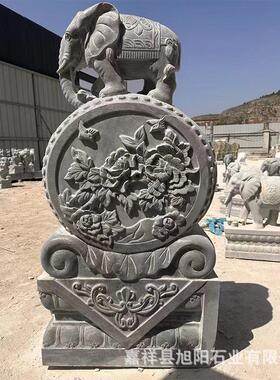 石雕门墩抱麒麟石家用青石石鼓小象门鼓石鼓狮子庭院门口