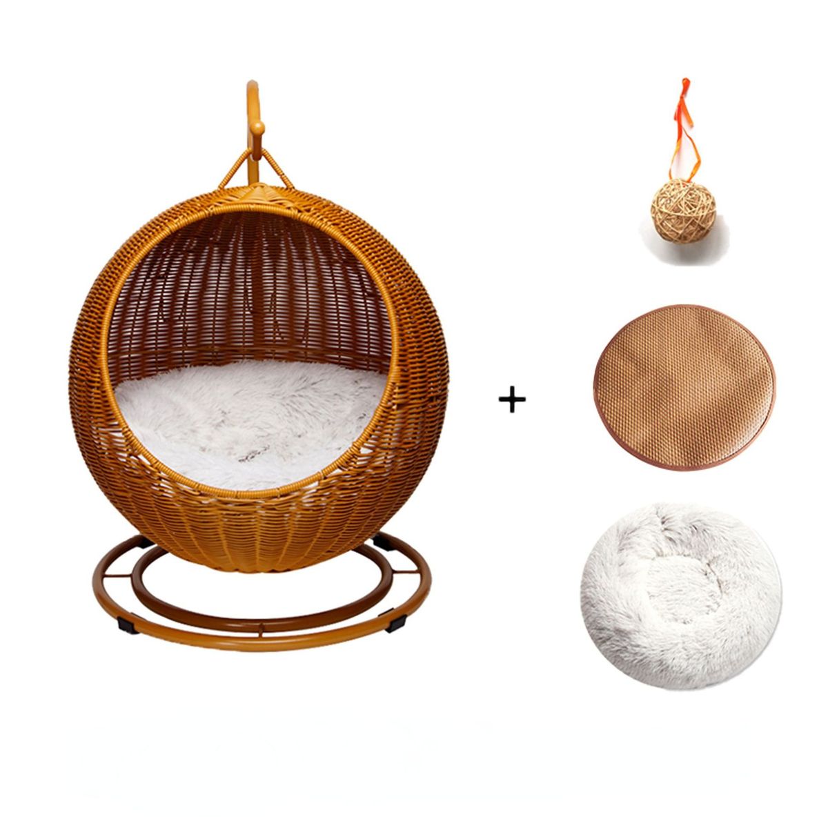 猫窝仿藤编宠物窝猫吊篮冬天保暖猫摇篮半封闭网红耐抓小型犬狗窝