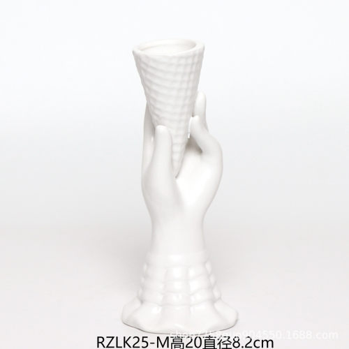 景德镇现代创意北欧斯陶瓷白色人脸花瓶家居客厅插花艺术装饰摆件