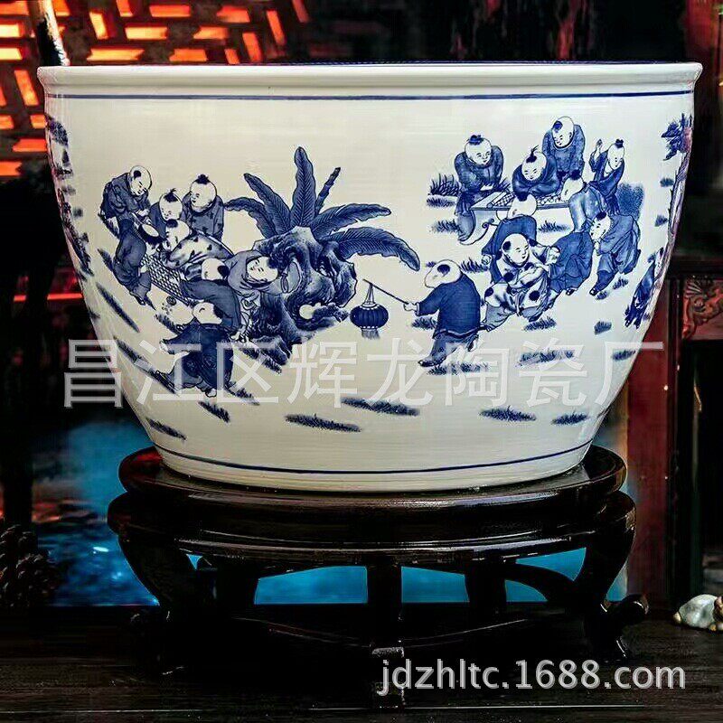 热销腌菜陶瓷泡菜缸青花龙浴缸陶瓷陶瓷缸手绘陶瓷鱼缸荷花缸图片