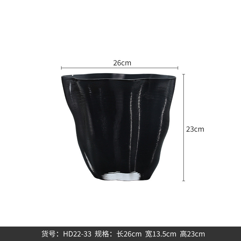 博西家居 高档轻奢横条纹水培玻璃大花瓶果盘展厅设计师软装花器