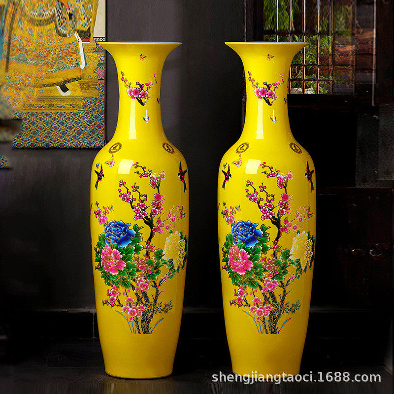 景德镇陶瓷器中国红落地大花瓶中式客厅电视柜家居装饰酒店高摆件,家居饰品,装饰摆件,淘宝优惠券,粉丝福利购,淘宝优惠卷