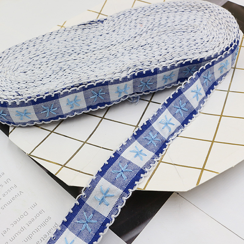 20码一卷手工diy格子刺绣织带服装箱包装饰清新饰品配件花边辅料