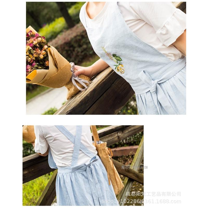复古咖啡园艺花艺甜品店皮艺创意欧式刺绣手工diy材料包围裙套装