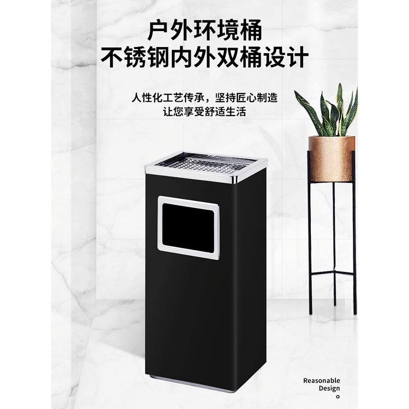不锈钢方形垃圾桶办公楼商场楼道电梯口酒店大堂立式垃圾桶带内桶